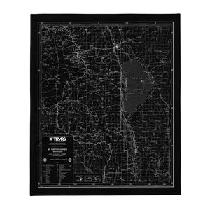 Sierra Nevada Map Throw Blanket - BLACK