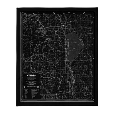 Sierra Nevada Map Throw Blanket - BLACK